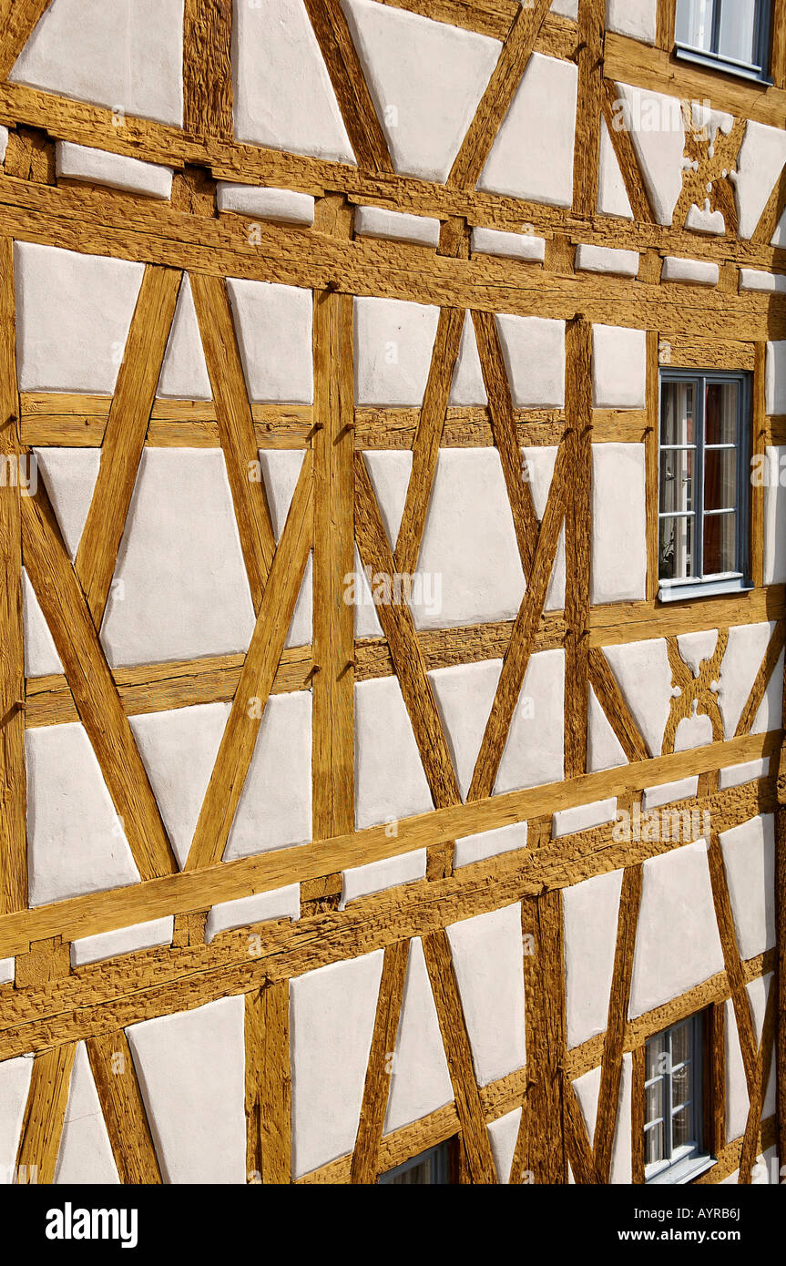 Detail, timber framing, Old Town Hall, Bamberg, Upper Franconia, Bavaria, Germany Stock Photo