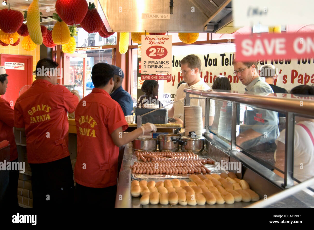 INSIDE GRAY S PAPAYA HOT DOG SHOP GREENWICH VILLAGE MANHATTAN NEW Stock 