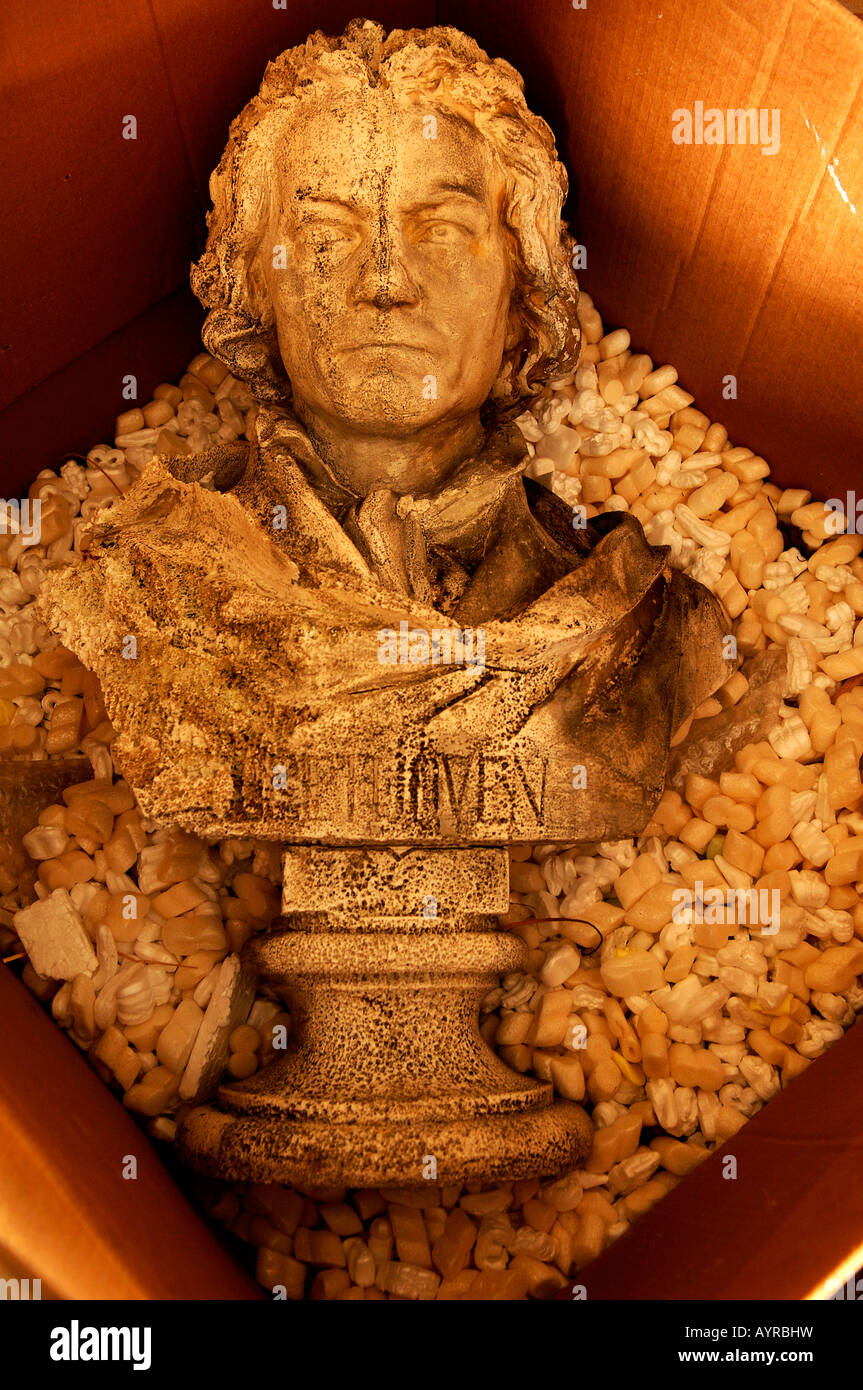 Beethoven bust in a box Stock Photo