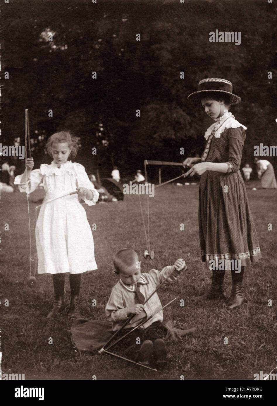 Children at Treptow Park in 1910, Berlin, Germany Stock Photo