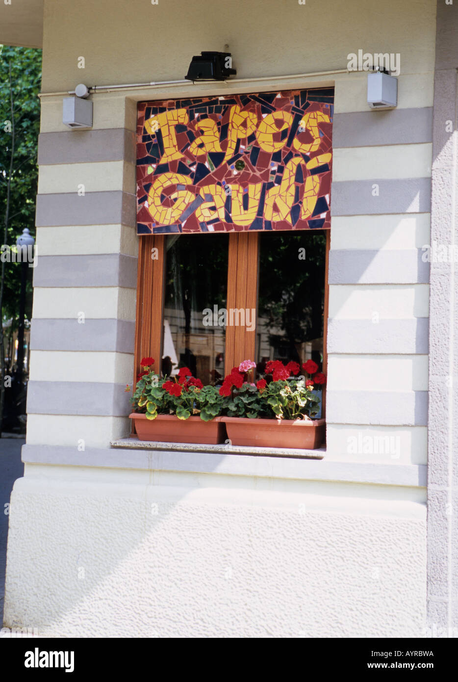 Display window Tapes Gaudi Barcelona Catalonia Spain Stock Photo