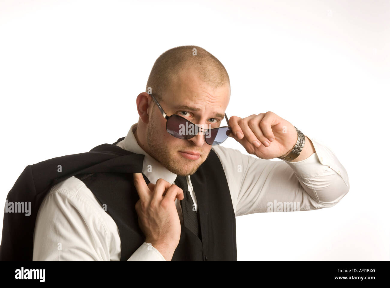 Young man wearing sunglasses Stock Photo