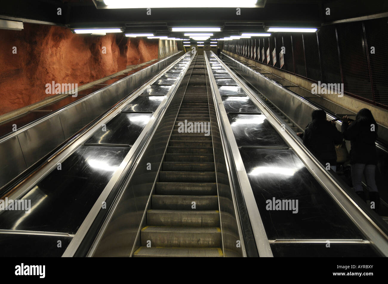 Escalators, Tunnelbana subway station, Stockholm, Sweden, Scandinavia Stock Photo