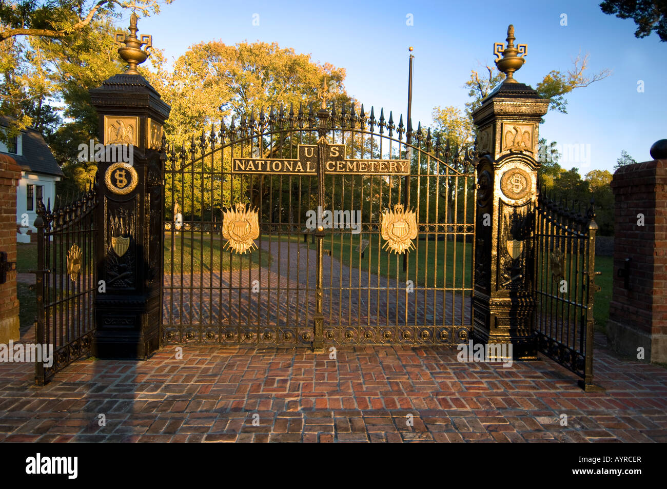 The gate to Shiloh National Cemetery at Shiloh National Military Park near Shiloh Tennessee Stock Photo