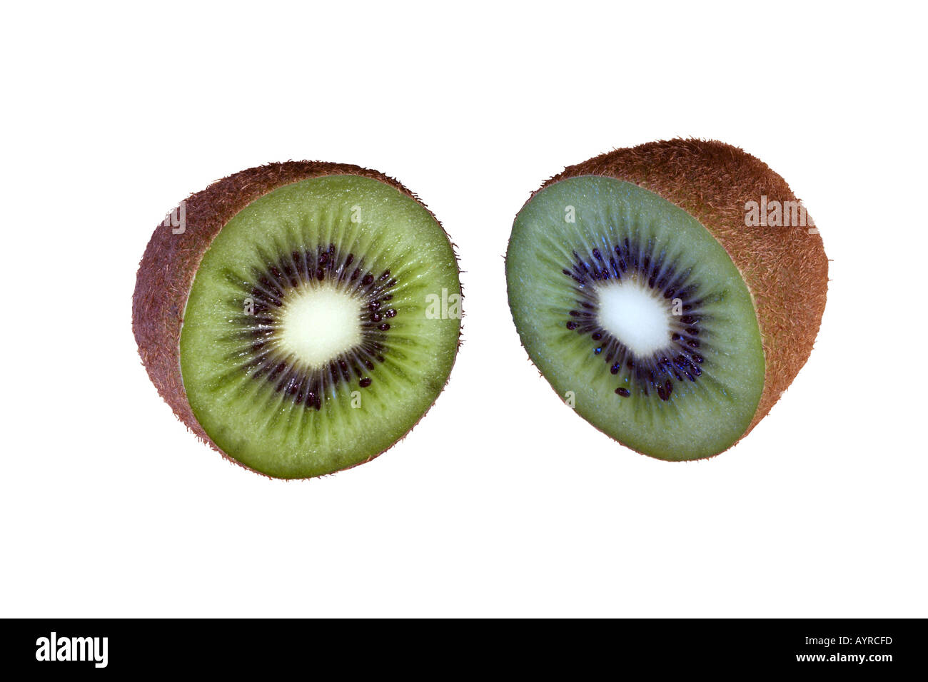 Fresh kiwi fruit cut in half on white background cutout Stock Photo Alamy