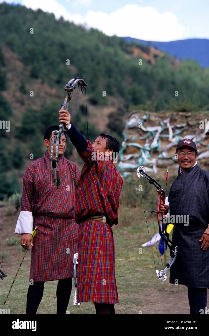 Bhutanese archer during a contest, Bhutan Stock Photo Alamy