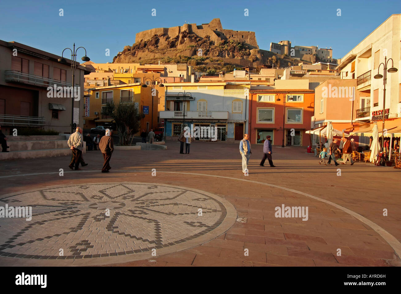 Market square in Castelsardo, Sardinia, Italy Stock Photo