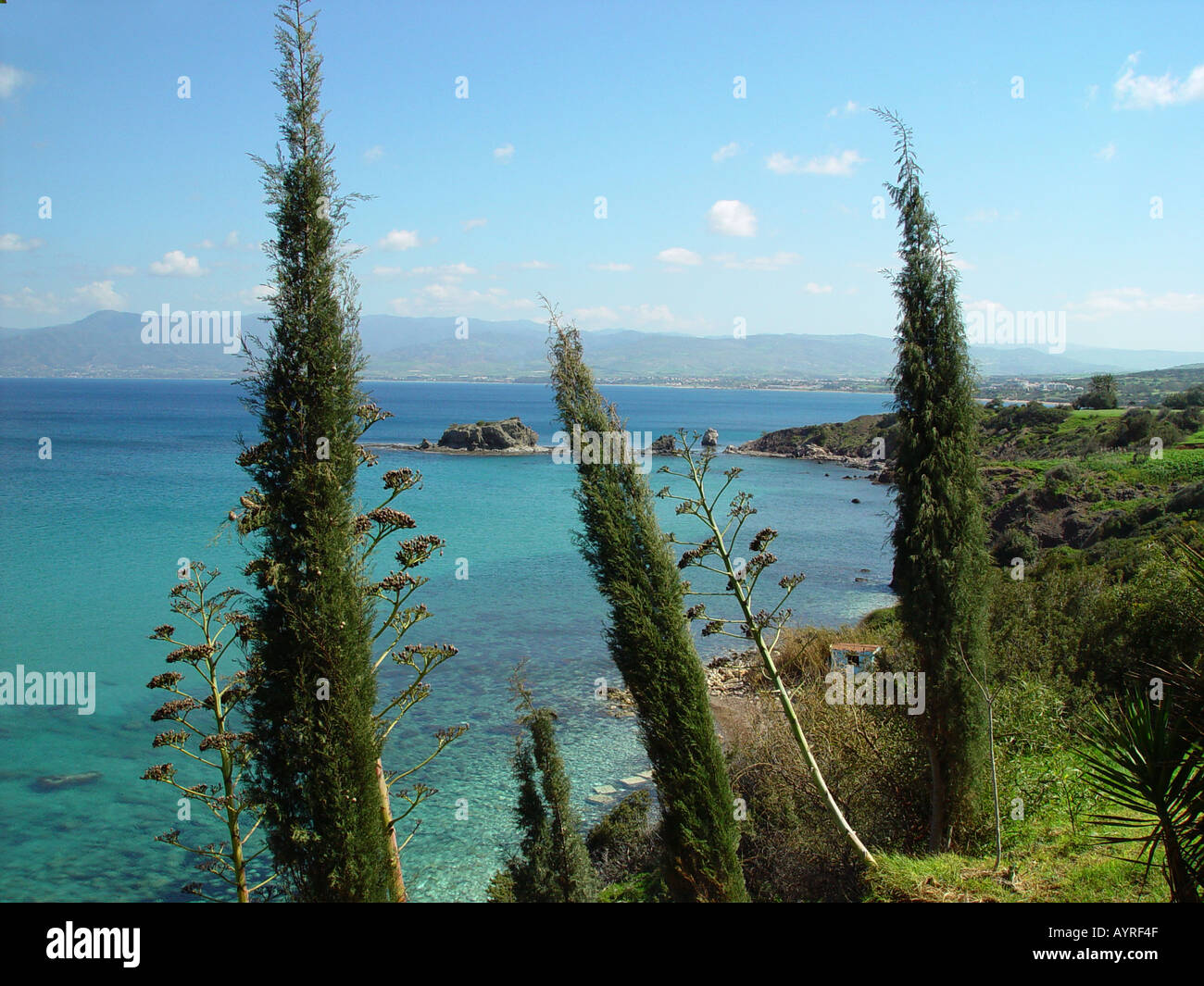 Coastline near Aphrodite Bath by Polis Cyprus Stock Photo