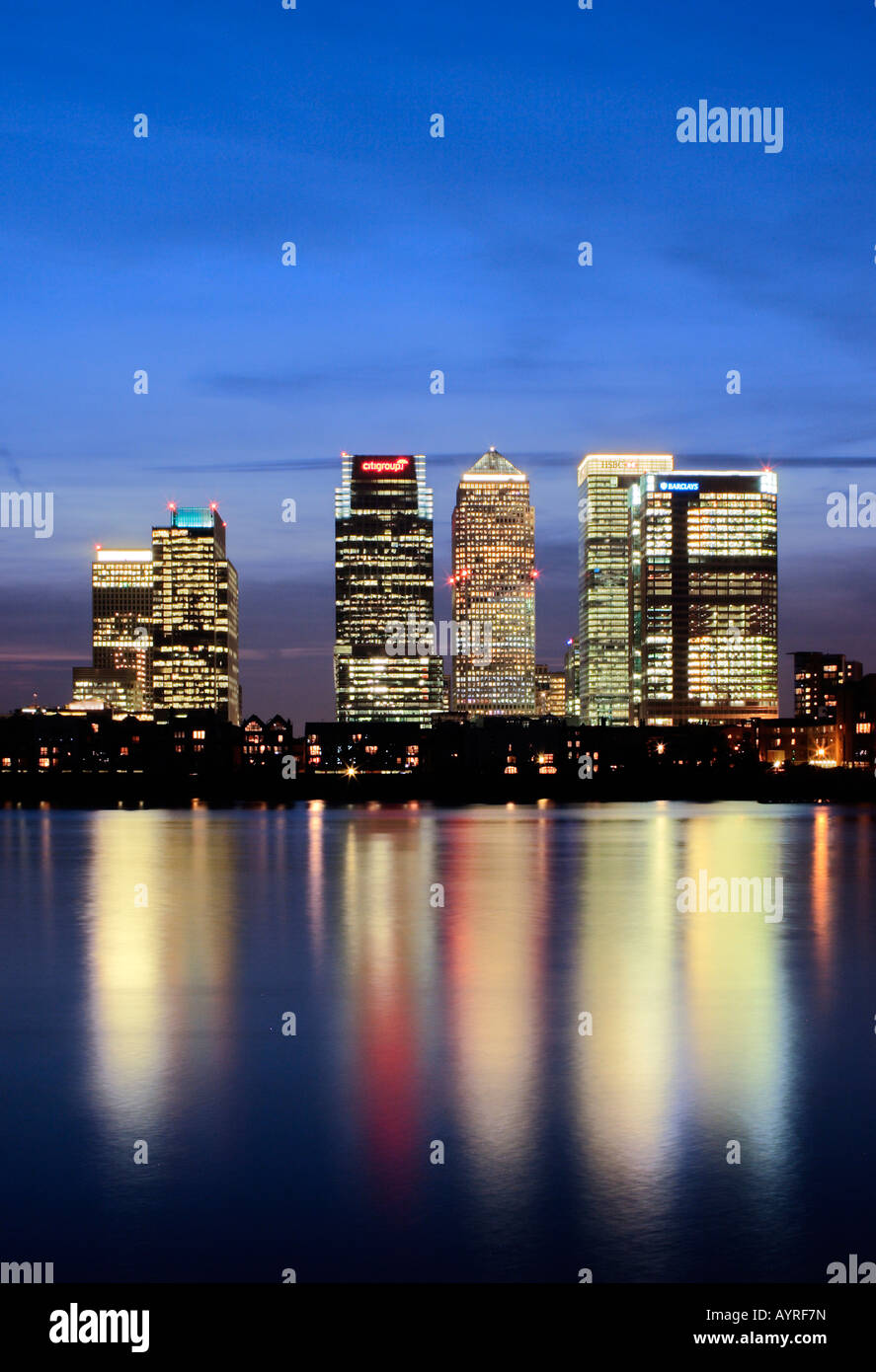 Canary Wharf at dusk, London, England, UK Stock Photo - Alamy