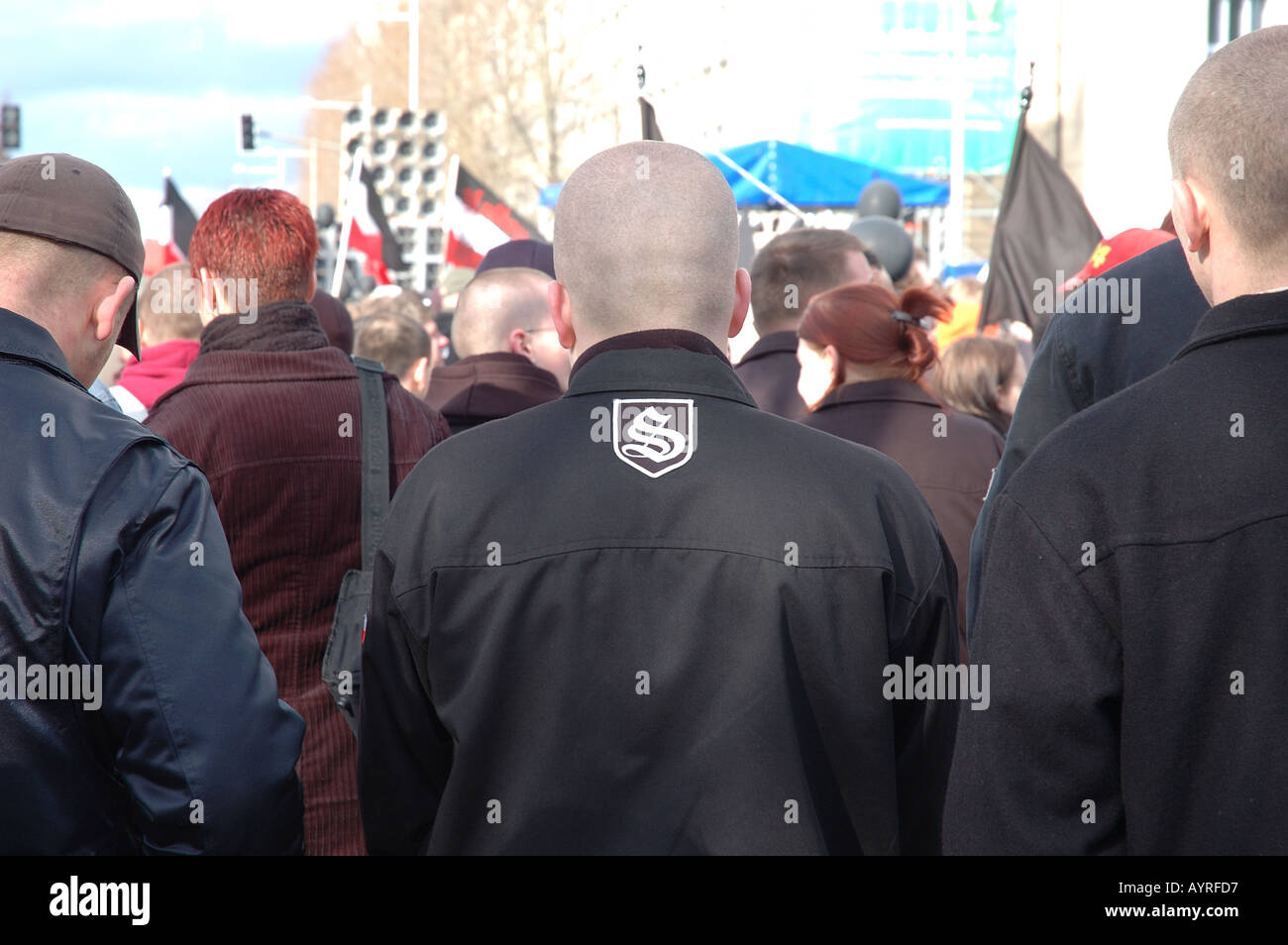 Demonstrators at far right rally Dresden Stock Photo