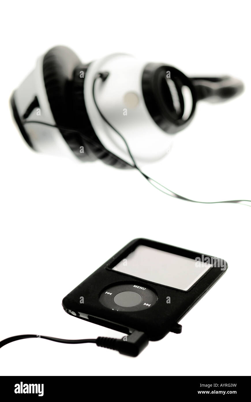 Apple Ipod Nano and Headphones Stock Photo