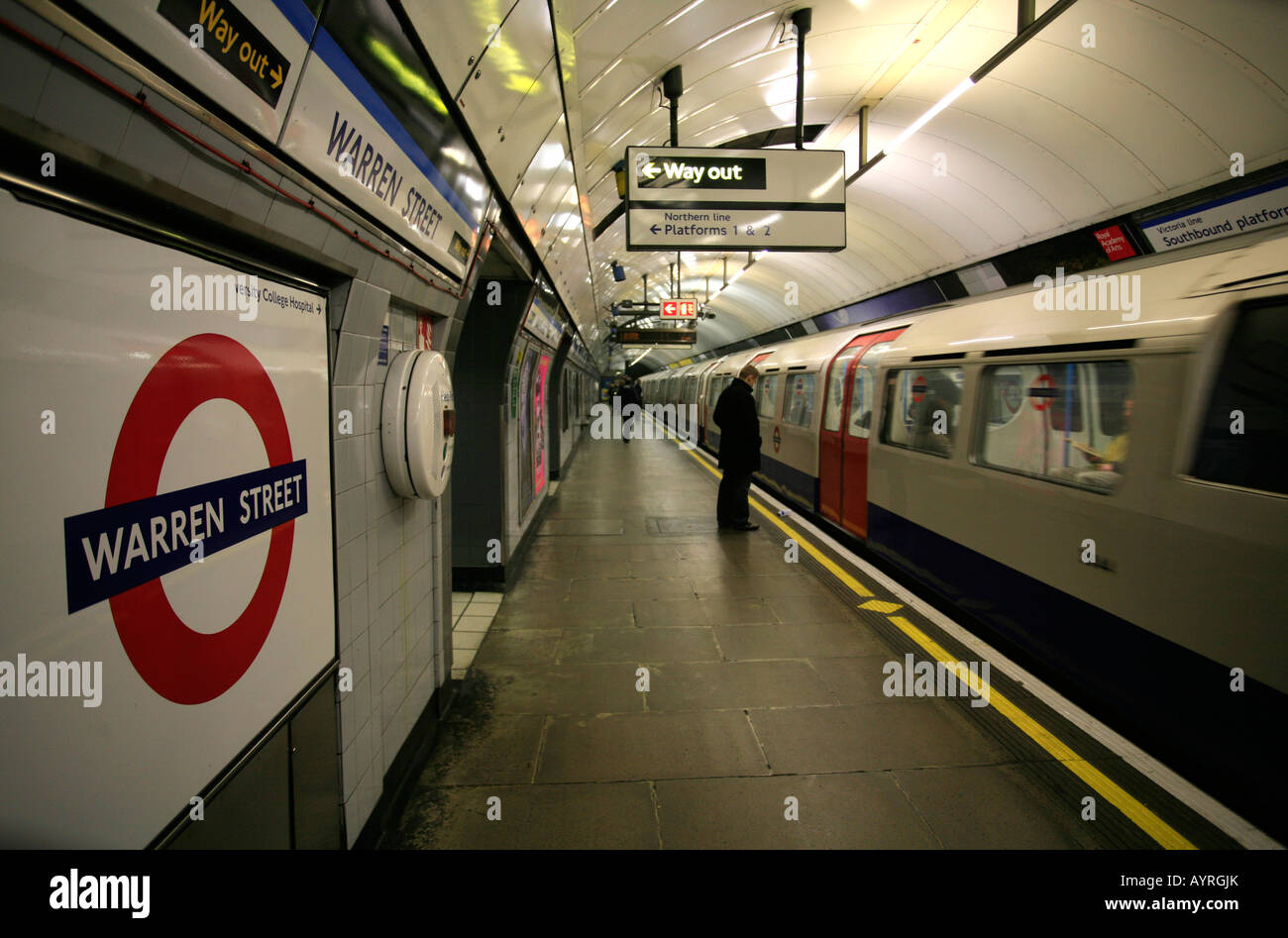 Warren Street tube logo and Underground station, London, England, UK ...