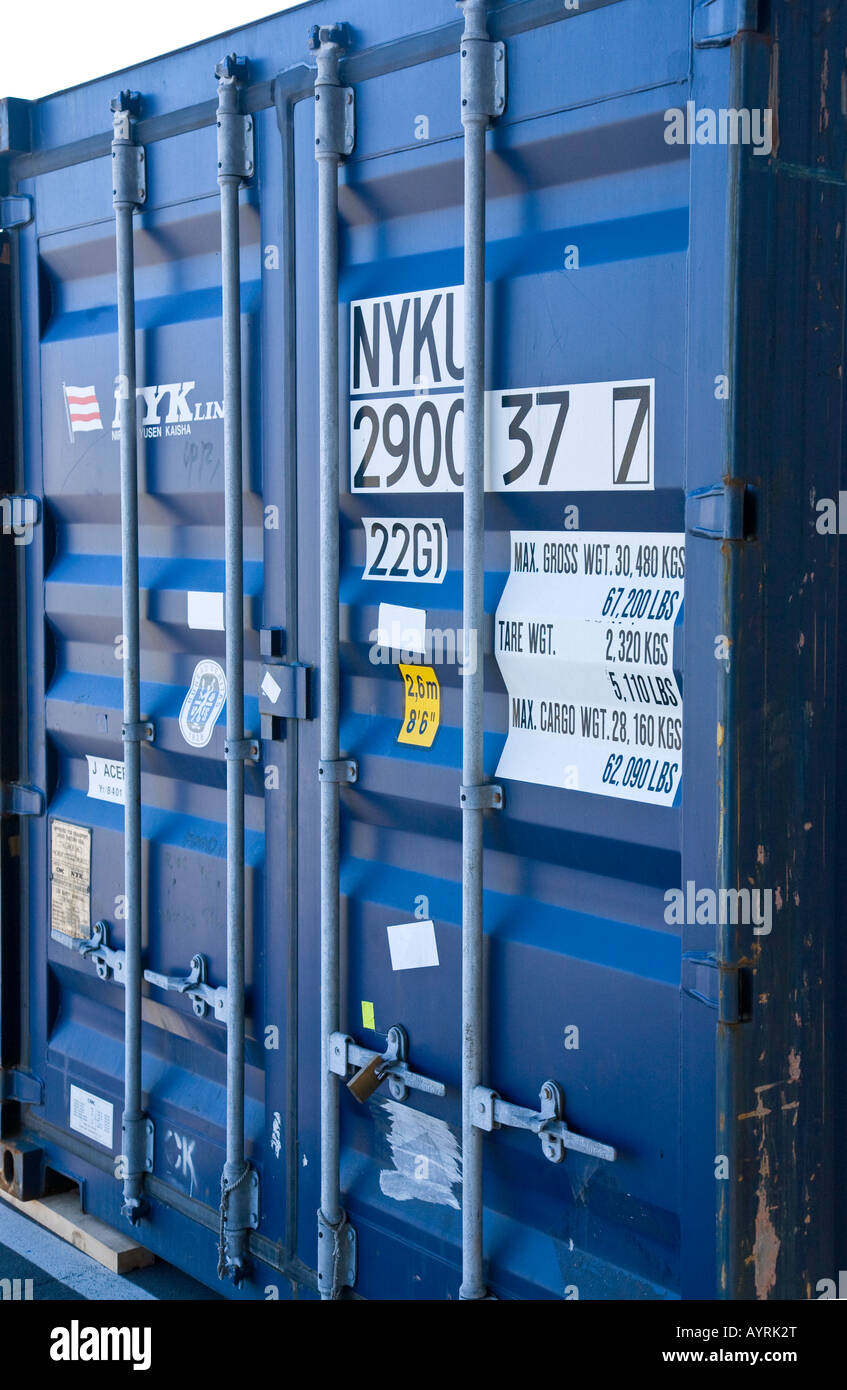 Blue shipping container Stock Photo Alamy
