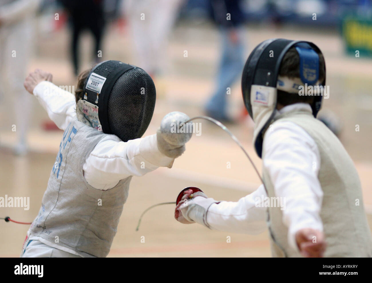 Foilsman Leon Wolf attacking (fencing) Stock Photo
