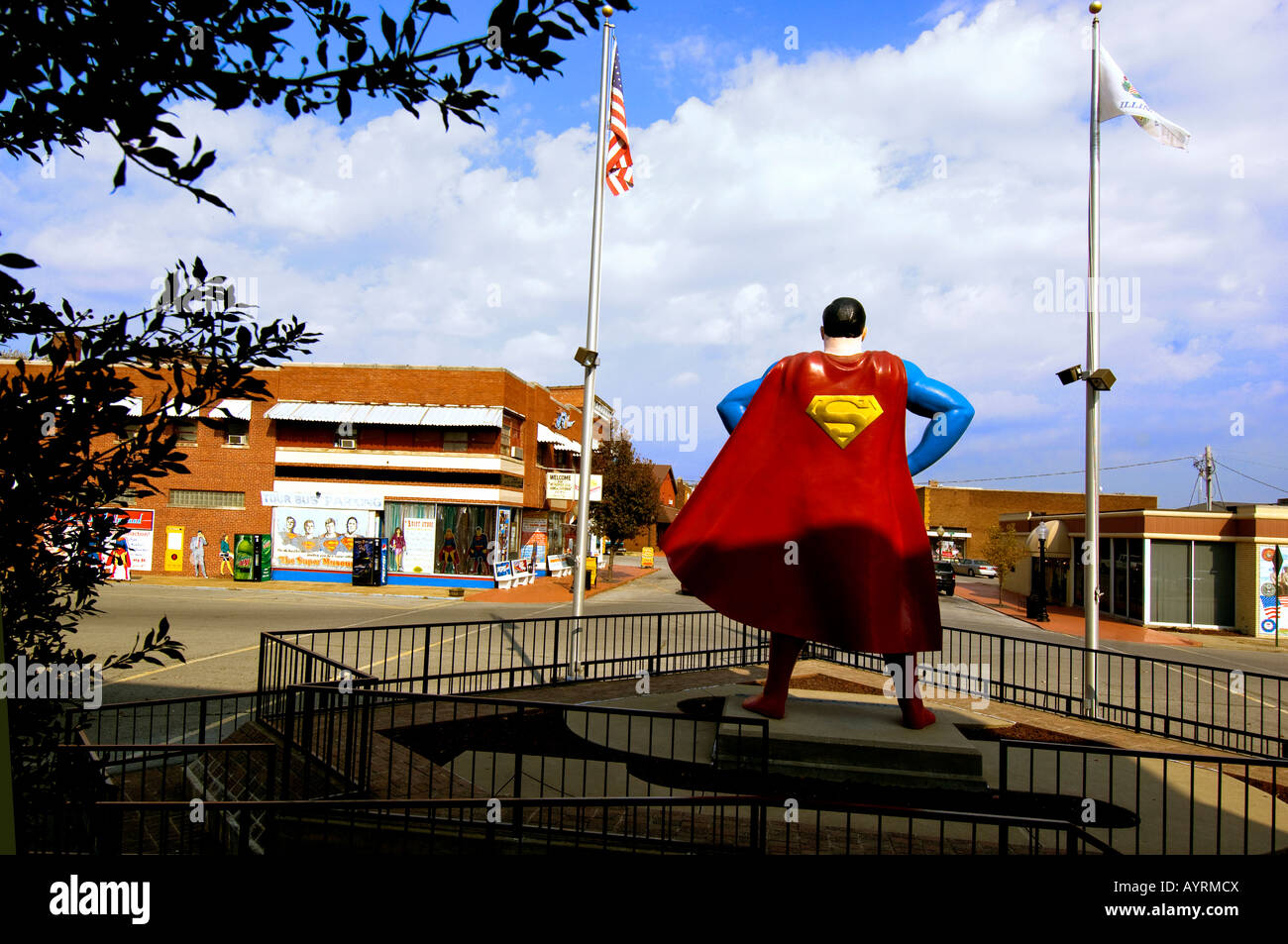 The 15 foot statue of Superman on Superman Square  in Metropolis Illinois The Hometown of Superman Stock Photo