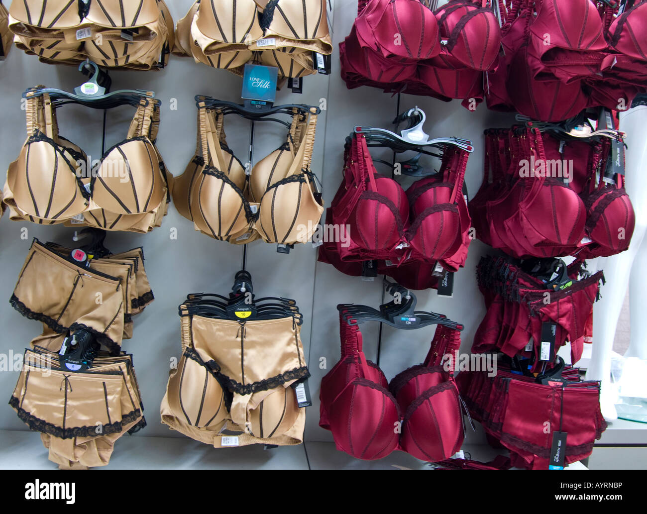 A display of bra's in a clothes shop Stock Photo - Alamy