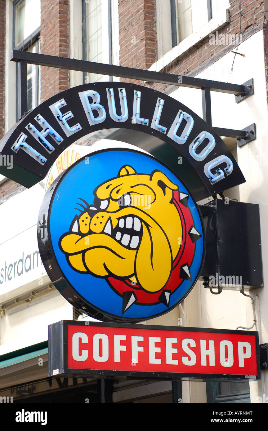 Sign for The Bulldog coffee shop, Amsterdam, Holland Stock Photo