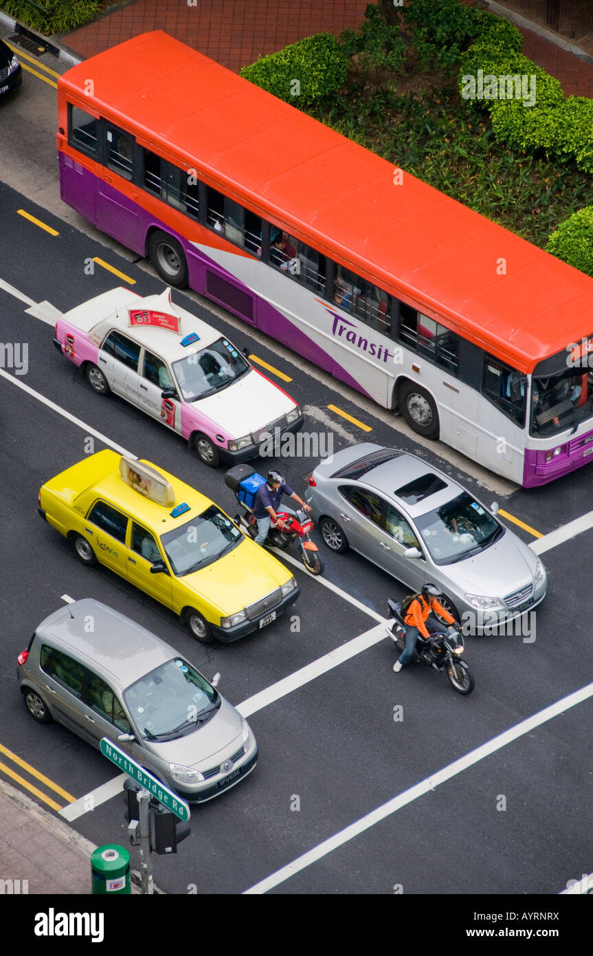 vehicles stopped at street intercestion Stock Photo