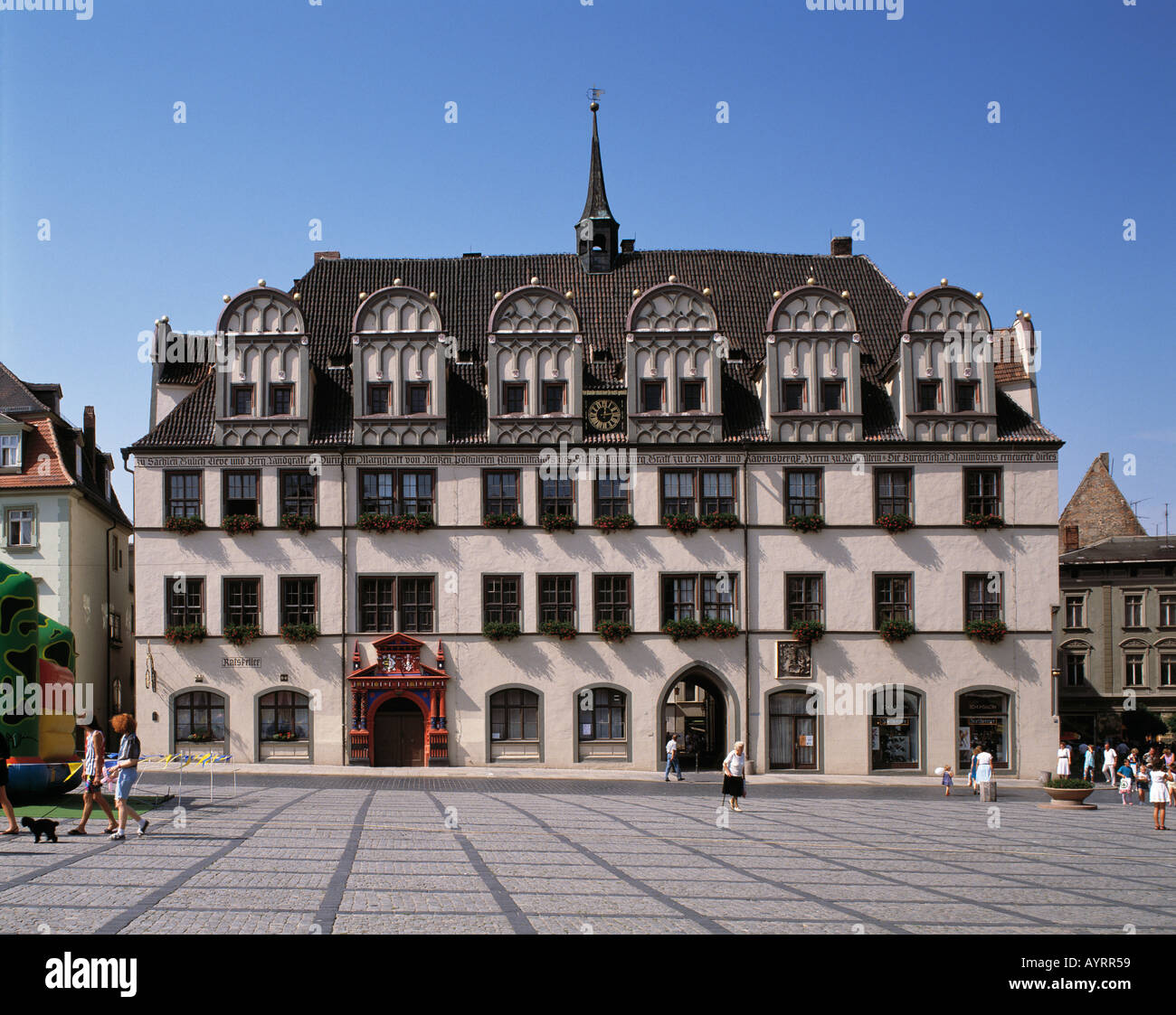 spaetgotisches Rathaus auf dem Marktplatz in Naumburg, Naturpark Saale-Unstrut-Triasland, Sachsen-Anhalt Stock Photo
