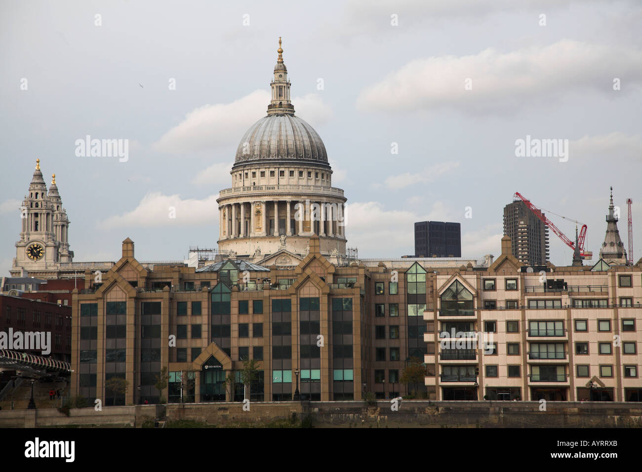 St Paul's cathedral and River Thames office buildings London England November 2006 Stock Photo