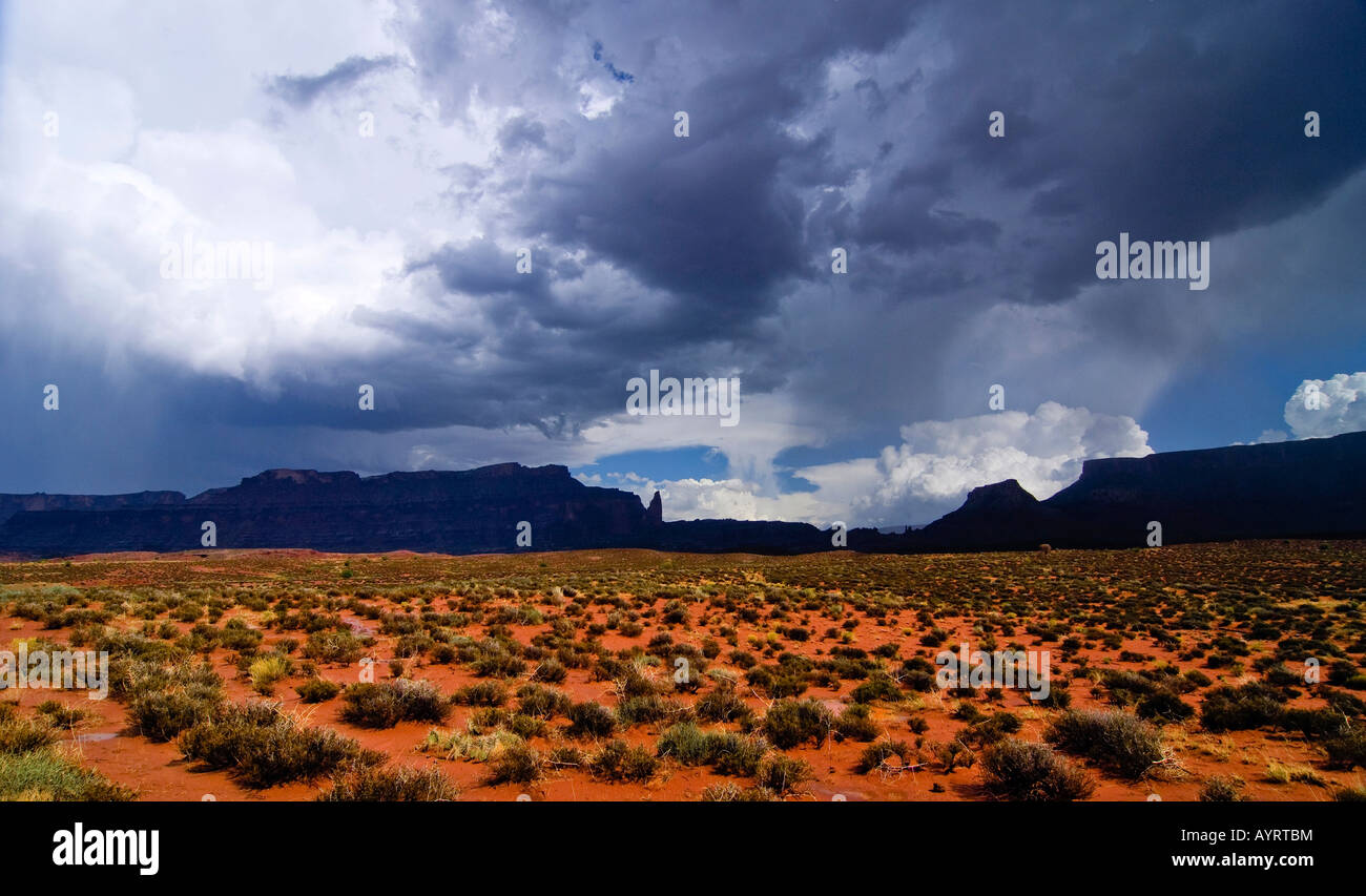 Thunderclouds over the prairies, Utah, USA Stock Photo