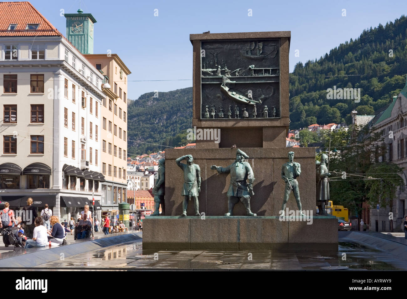 Memorial to fallen sailors in the Torgalmenningen, Bergen, Norway Stock Photo