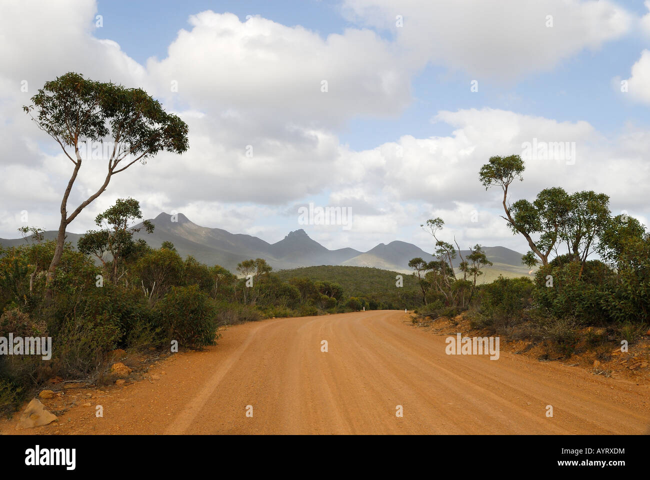 Lonely road going through Stirling Range, Stirling Range National Park, Western Australia, Australia Stock Photo