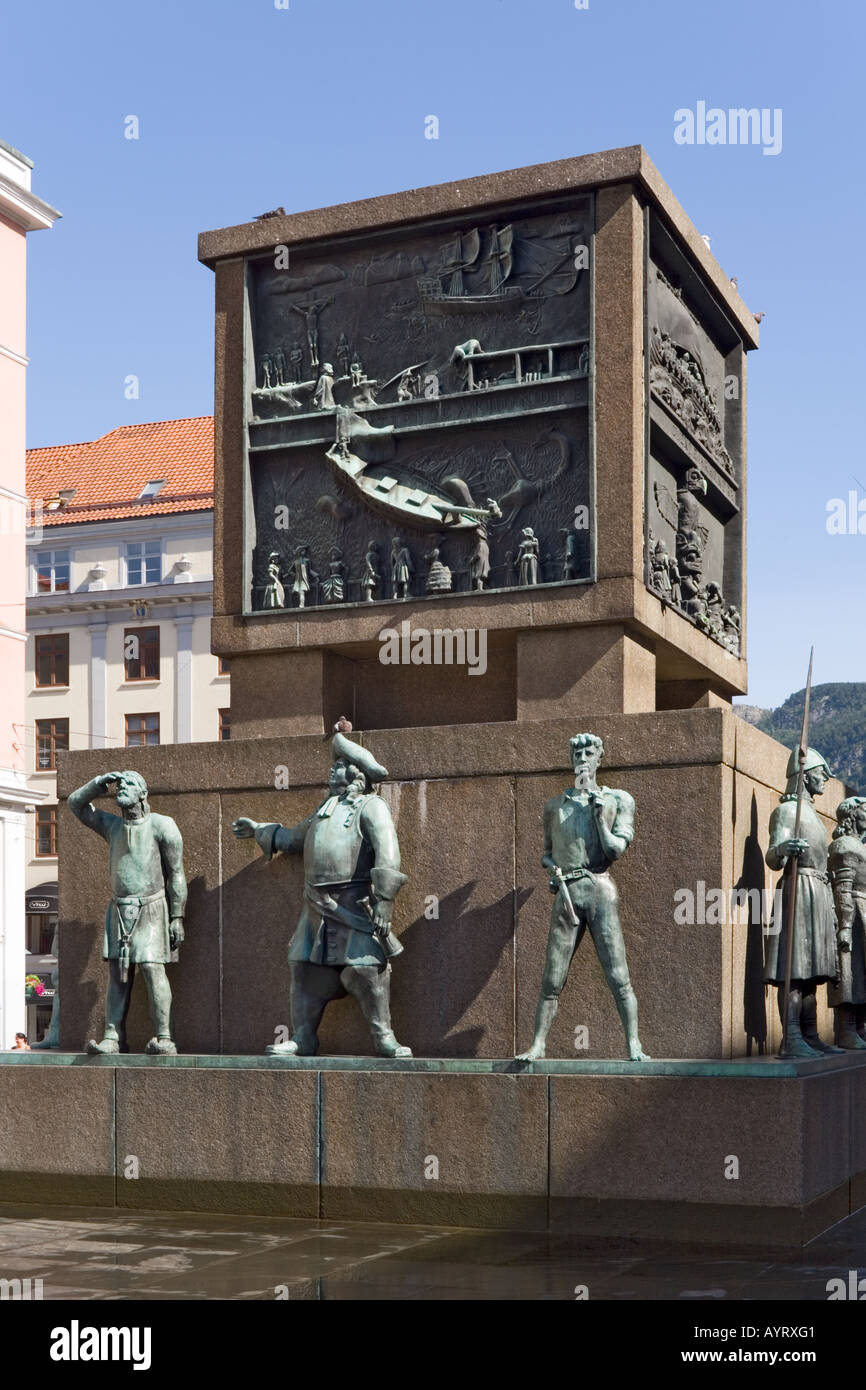 Memorial to fallen sailors in the Torgalmenningen, Bergen, Norway Stock Photo