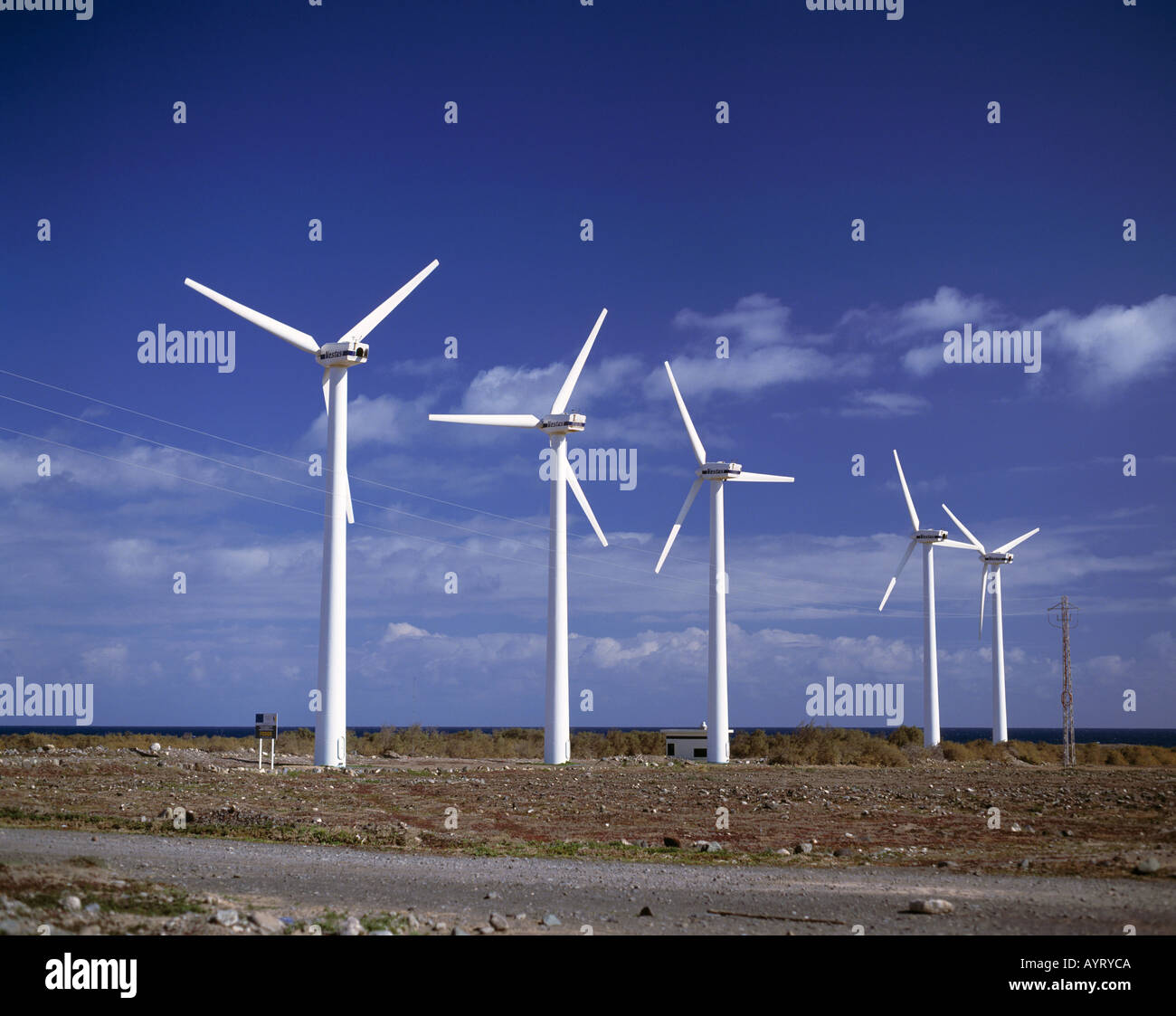 Spain, Gran Canaria, Canary Islands, E-Arinaga, wind energy, wind generators, wind park, power generation Stock Photo