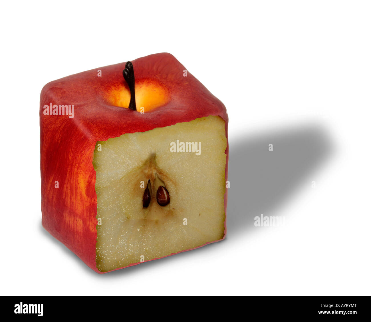 Image editing, photoshopped cube-shaped apple, Berlin, Germany, Europe Stock Photo