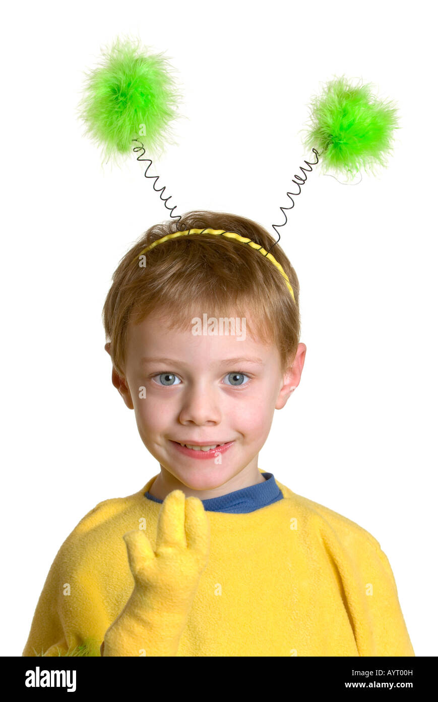 Fouryearold boy wearing insect costume Stock Photo Alamy