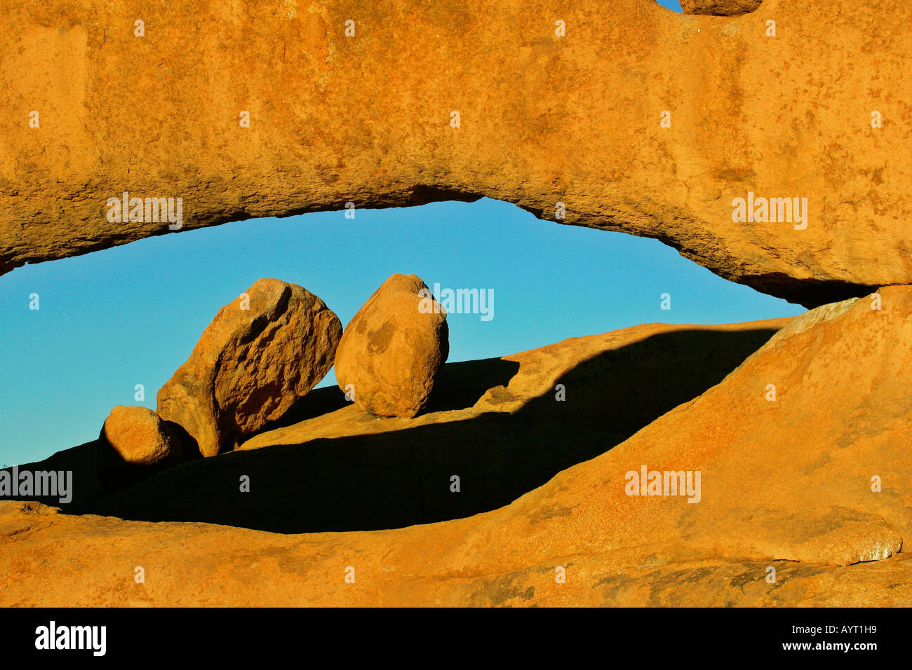 rock arch made of red granite Spitzkoppe area Namibia Africa Stock Photo