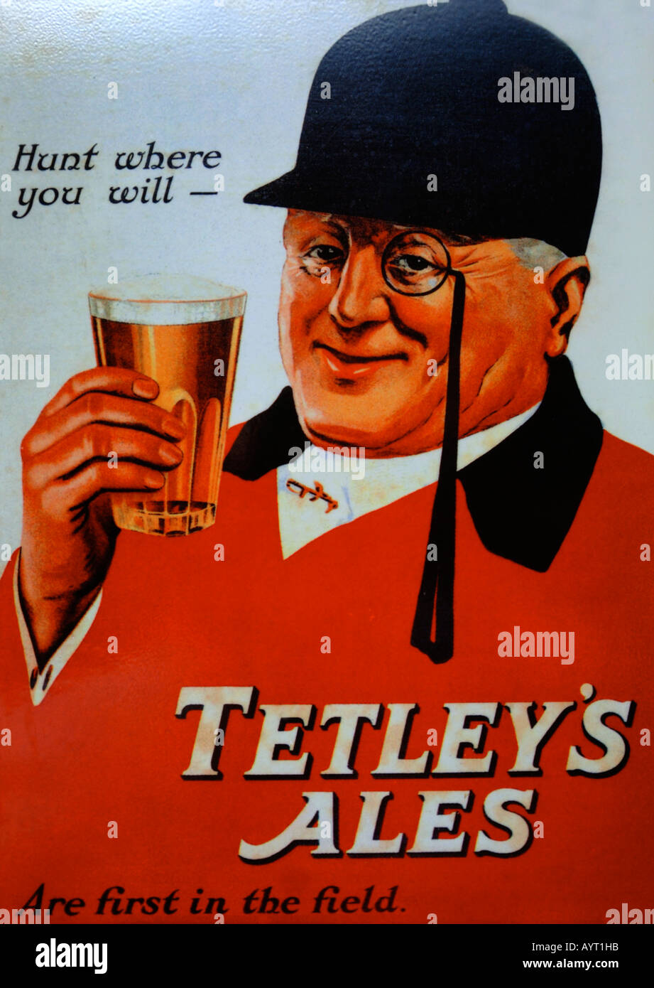 Old fashioned poster for Tetley's Ales, Britain UK Stock Photo