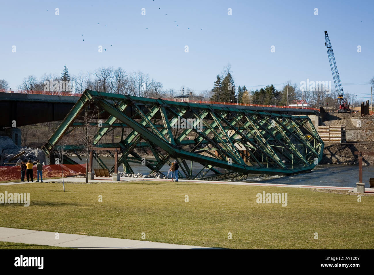 Iron truss Bridge over Mohawk River at Canajoharie and Palatine Bridge New York State being replaced Stock Photo