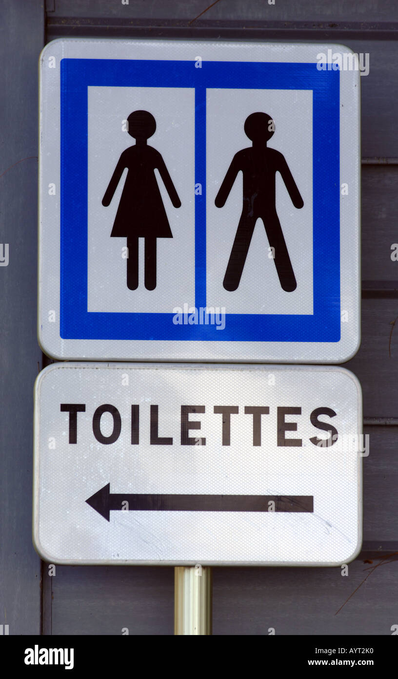Toilet sign in France Stock Photo