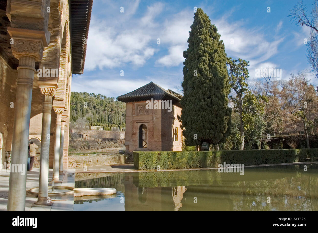 Patio de los Arrayanes, centre of palace life, Granada, Andalusia, Spain Stock Photo