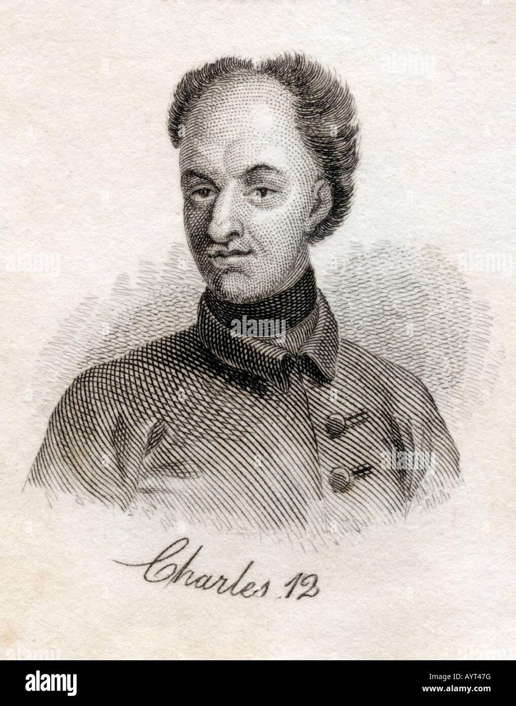 Charles XII 1682 1718 King of Sweden From the book Crabbs Historical Dictionary published 1825 Stock Photo