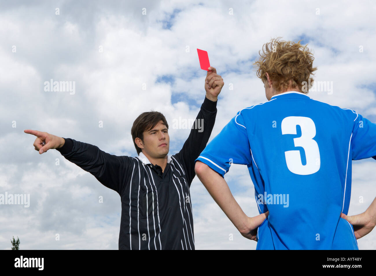 Referee showing red card Stock Photo Alamy