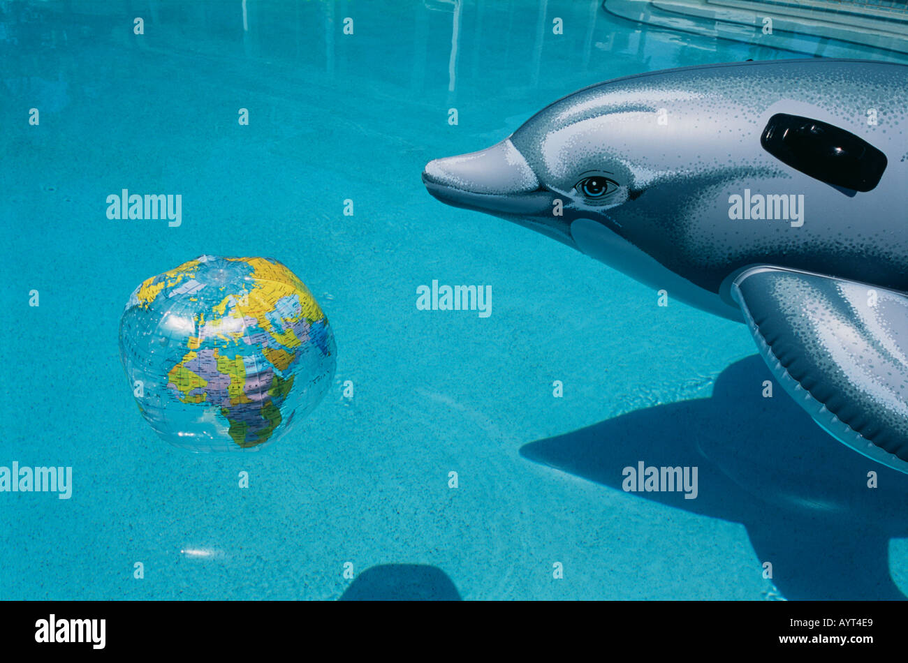 Inflatable toys in swimming pool, Captiva Island, Florida, USA Stock ...