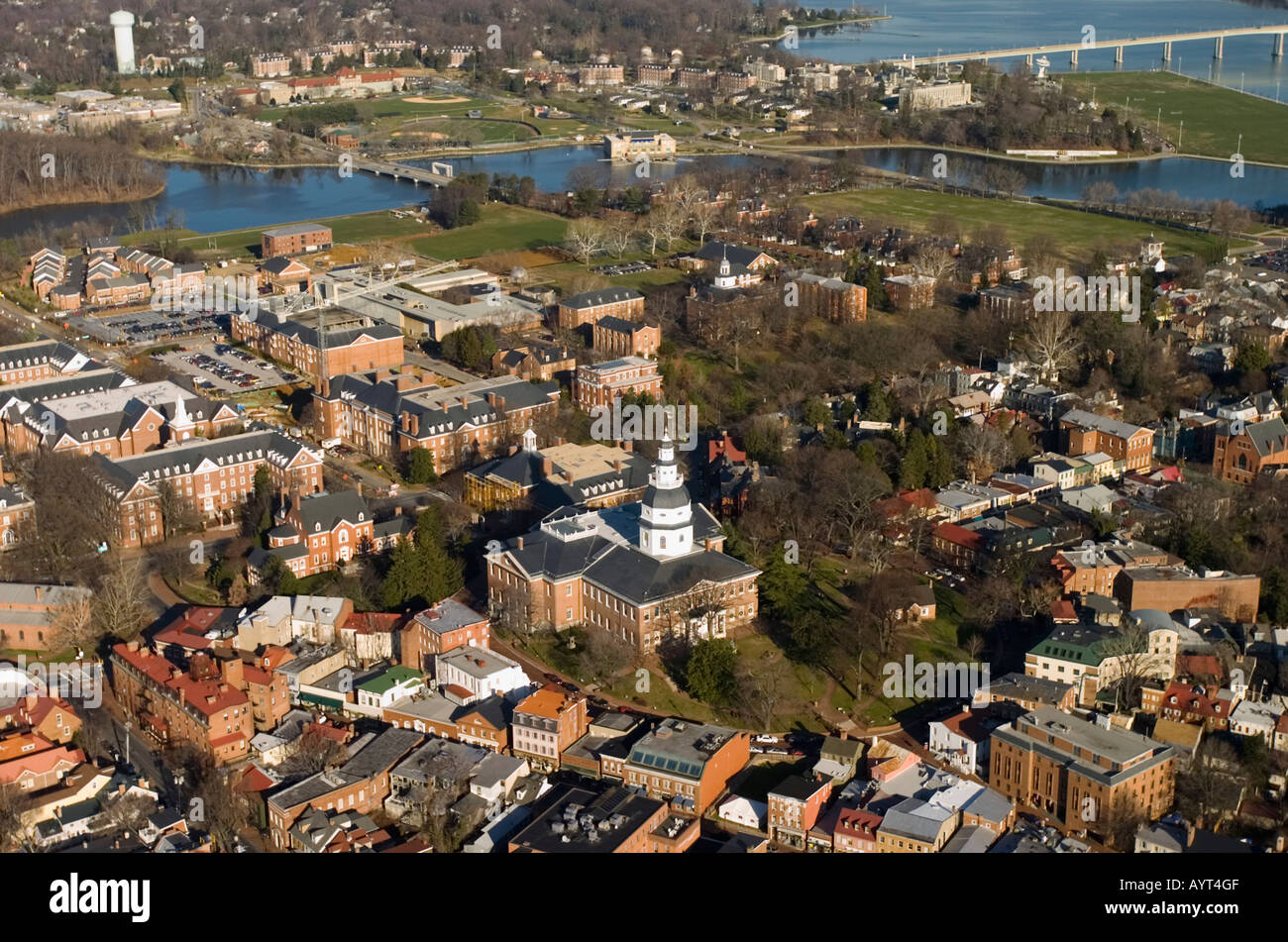 Aeriel view of Historic Annapolis Maryland USA Stock Photo