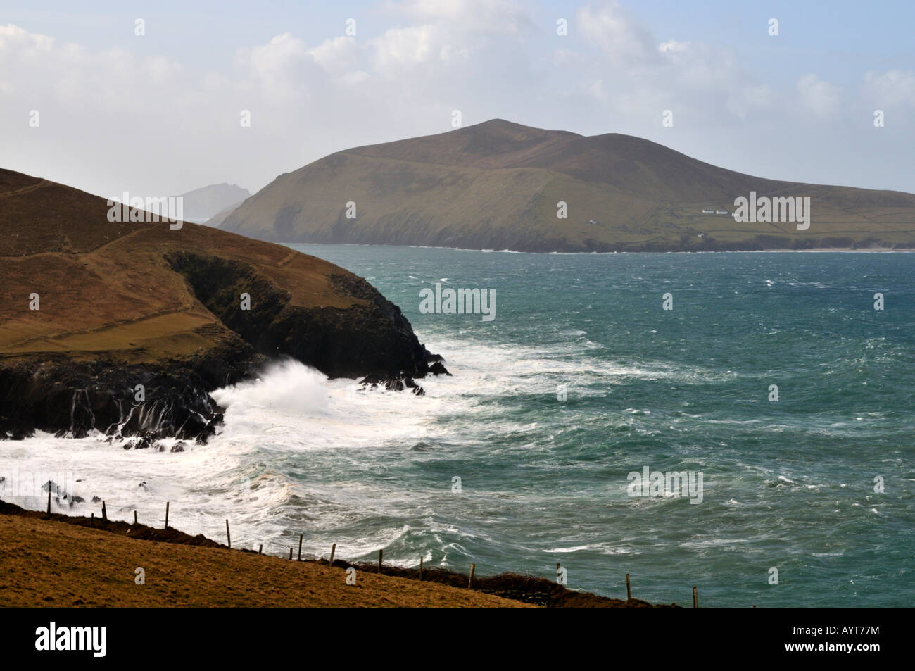 Great Blasket island An Blascaod Mór on a stormy day along the dingle peninsula ring of kerry county kerry ireland Stock Photo
