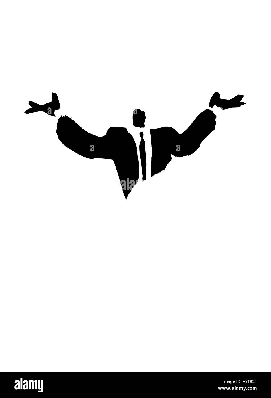 Black brush work illustration of a businessman with arms open Stock ...
