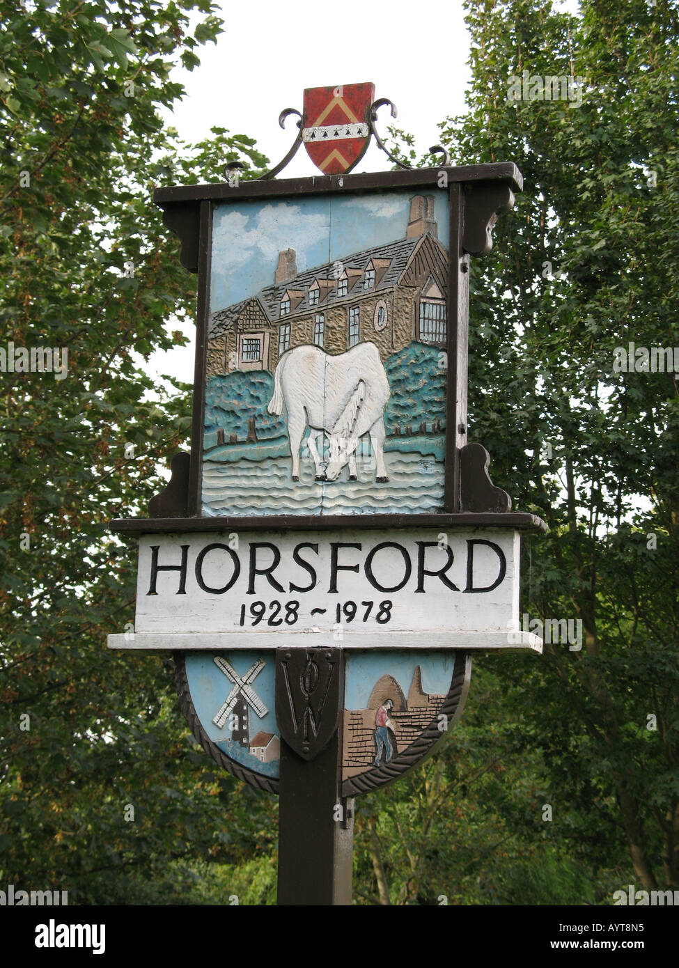 Horsford Village sign near Norwich Norfolk UK Stock Photo Alamy