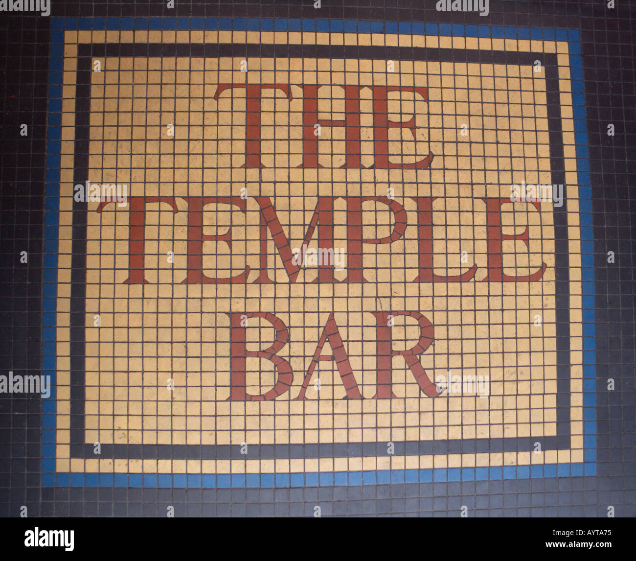 Dublin's The Temple Bar, Mosaic tiled doormat style entrance sign, Dublin, Ireland Stock Photo