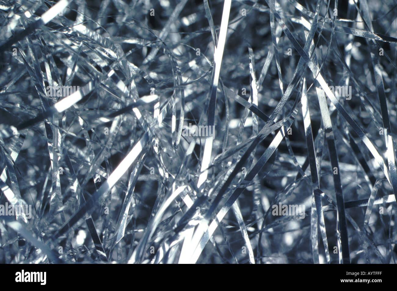 Silver tinsel close up Stock Photo