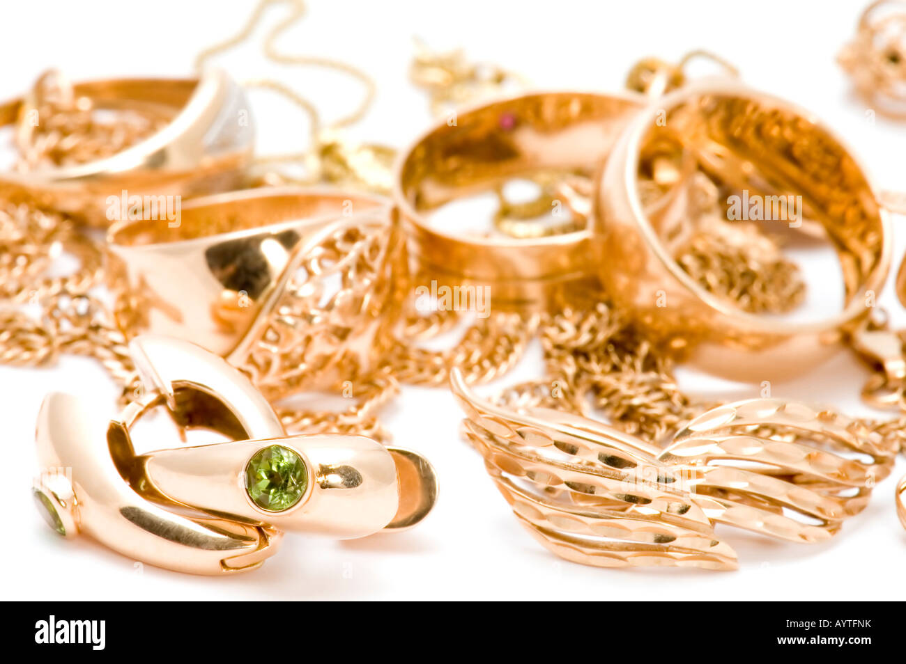 object on white Rings and ear rings Stock Photo - Alamy