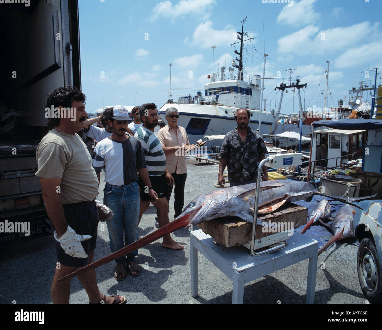Cyprus, CYLemesos, old harbour, fishing port, fishermen, weighing of
