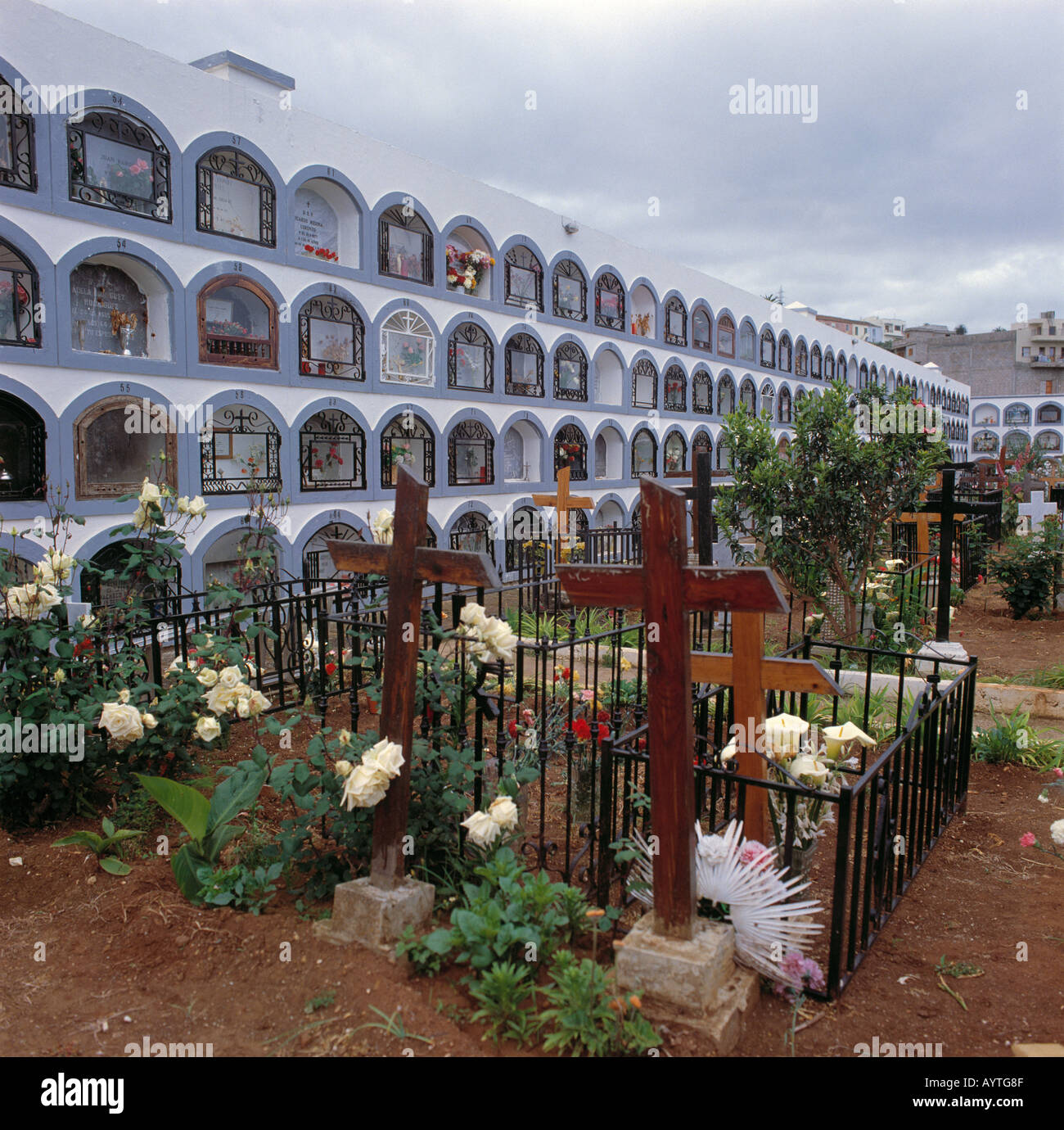 Spain, Tenerife, Canary Islands, E-Santa Ursula, Canarian cemetery, cemetery Stock Photo