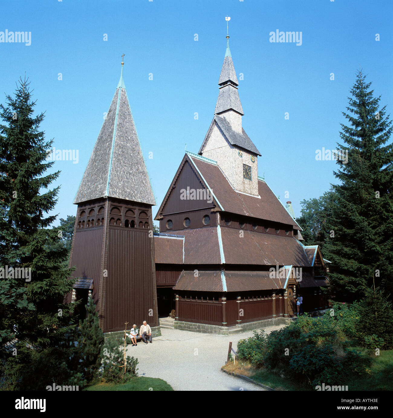 Nordische Stabkirche, Holzkirche, Goslar-Hahnenklee-Bockswiese, Naturpark Harz, Niedersachsen Stock Photo