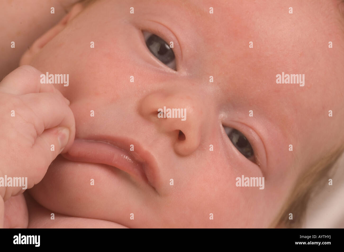 grumpy baby Stock Photo
